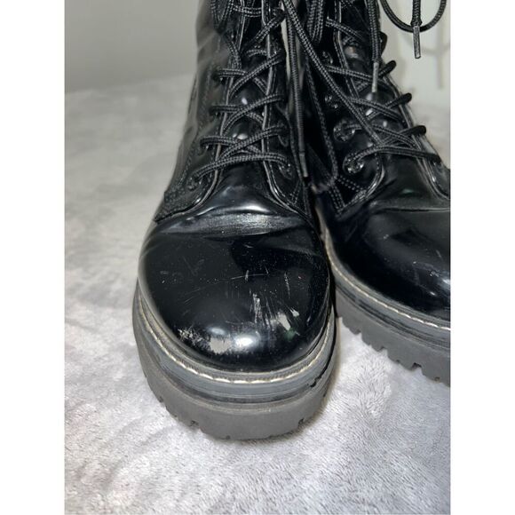BENCH Women’s Lace Up Black Moto Combat Boots 10 - Picture 6 of 9